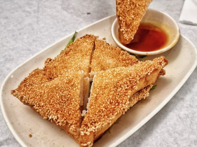 Prawn toast at Happy Seasons in Chinatown Manchester.
