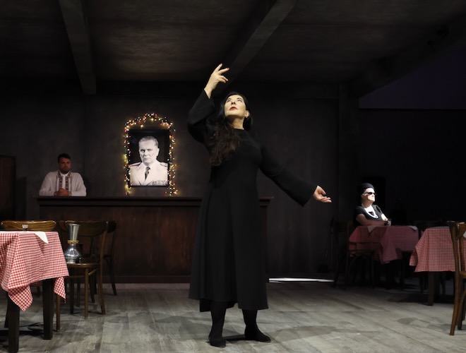 Aleksandar Timotic, Marina Abramovic, and Kath Fitzgibbon-in Marina Abramovics Balkan Erotic Epic. Photo by Marco Anelli © INSTAGRAM-@marco_anelli_studio