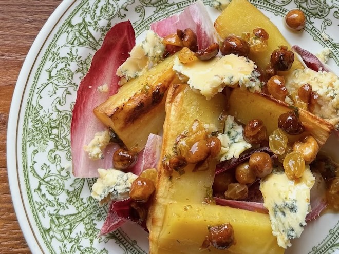 Parsnips with bitter endive and stilton at Almanac in Glossop.
