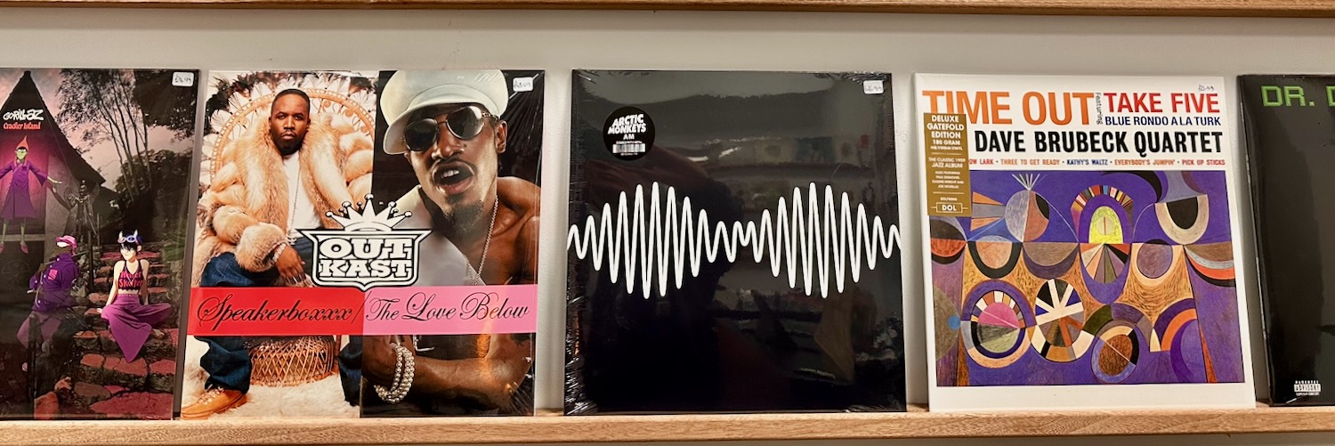 Records on display at Coda Vinyl in Glossop.