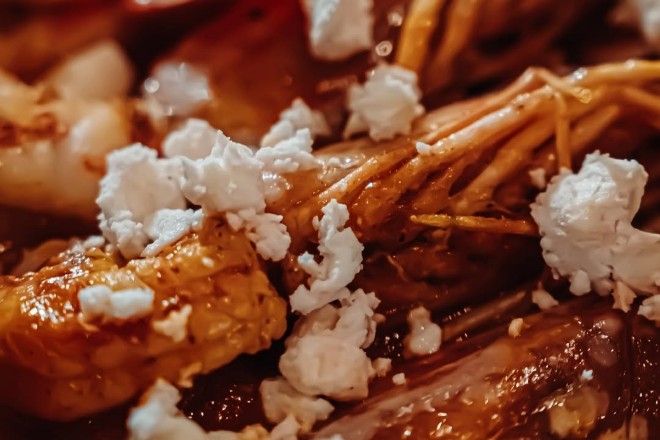 Prawn saganaki with feta at Kallos