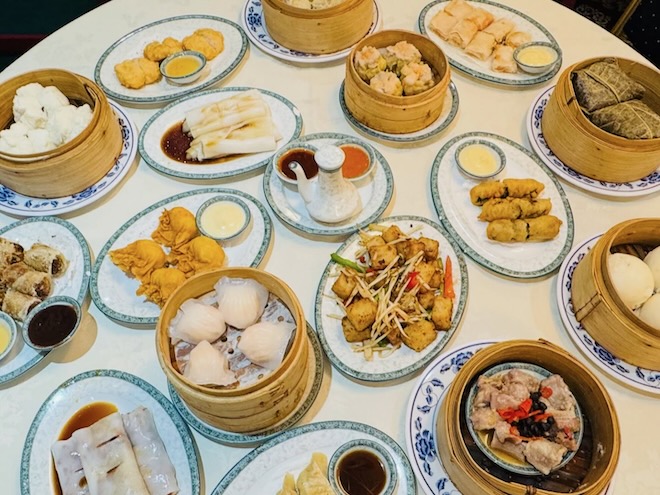 A table covered in dim sum dishes at Man Tsuen Ho in Liverpool.
