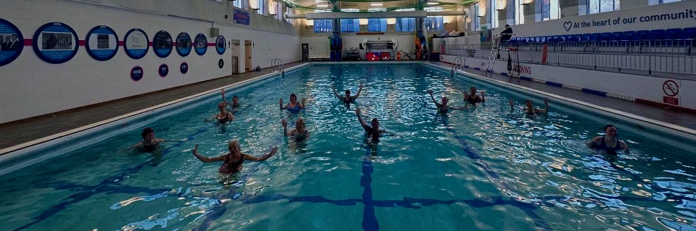 An Aqua Dance class taking place in the swimming pool at the Pelican Centre in Tyldesley.