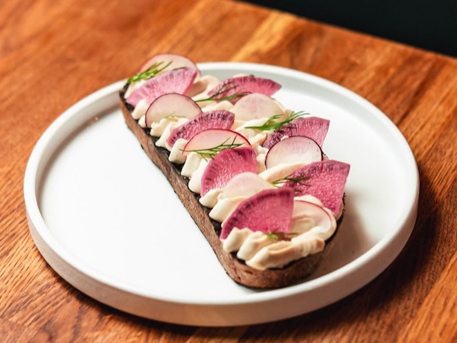 Cod roe on toast at 10 Tib Lane in Manchester.