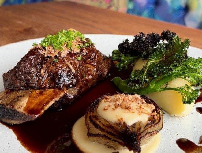 Beef short rib with kale at Riva in Hale