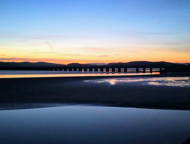 The sunset over the estuary at Arnside