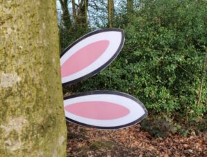 Sneaky bunny ears hiding behind a tree at Heaton Park