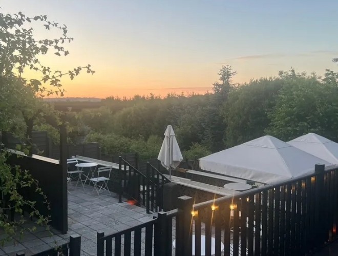 The terrace and stunning views at The Strines Nightingale