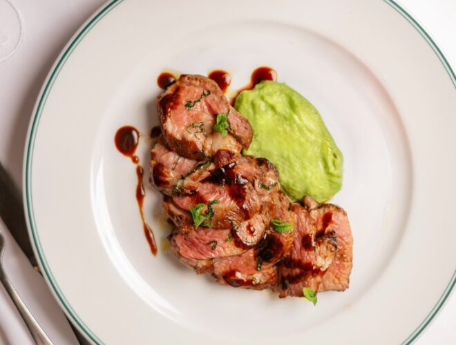 Easter Lamb Rump with pea & mint cream at San Carlo.