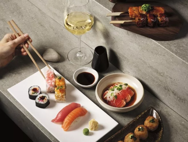 Sushi and wine at Sticks'n'Sushi
