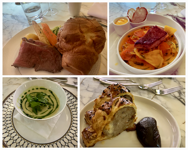 A collage of images of the sunday roast at Tender in Manchester.