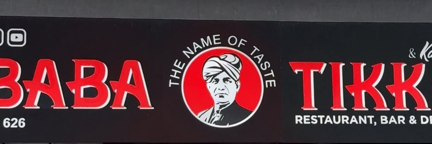 The logo and frontage of Baba Tikka