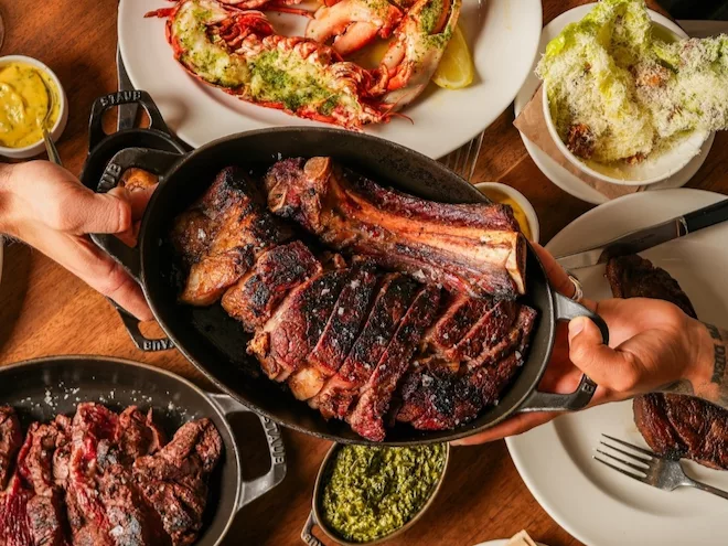 A table full of dishes at Hawksmoor in Liverpool.