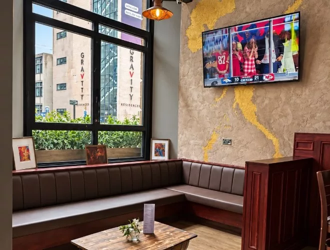 An area for watching live sport on the TV at Tavern Co Social