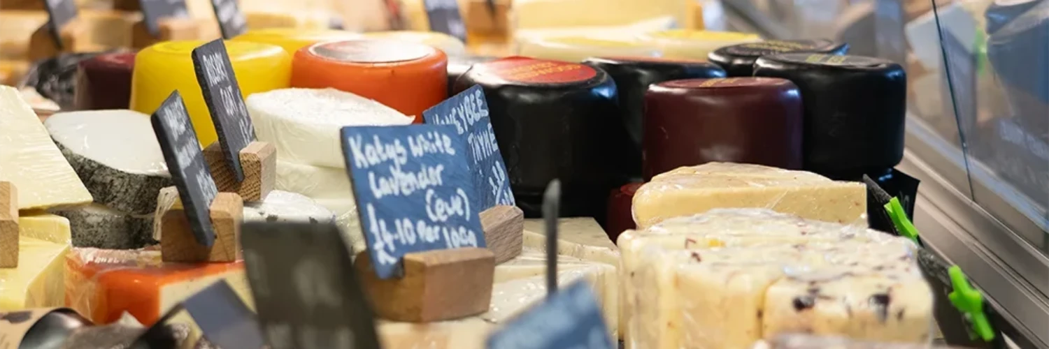 A selection of Derbyshire and Staffordshire cheeses