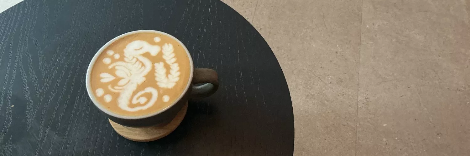 Seahorse coffee art at Swig in Stretford