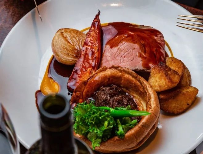 Look at the shine on that gravy - Sunday roast at The London Carriage Works