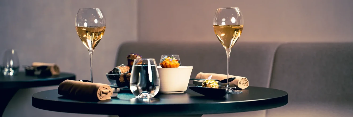 Champagne and bar snacks at Portfolio